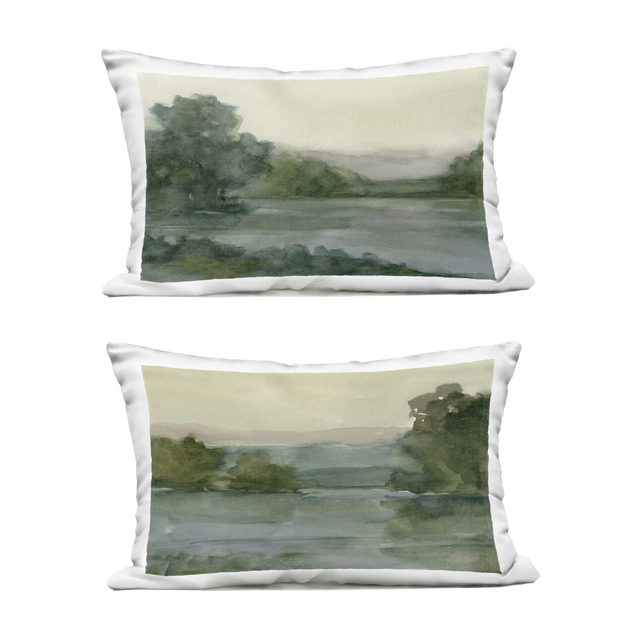 Stupell Industries Mountain Views in Muted Tones 2 Piece Outdoor Printed Pillow Set, design by Ethan Harper, 14 x 7 x 20